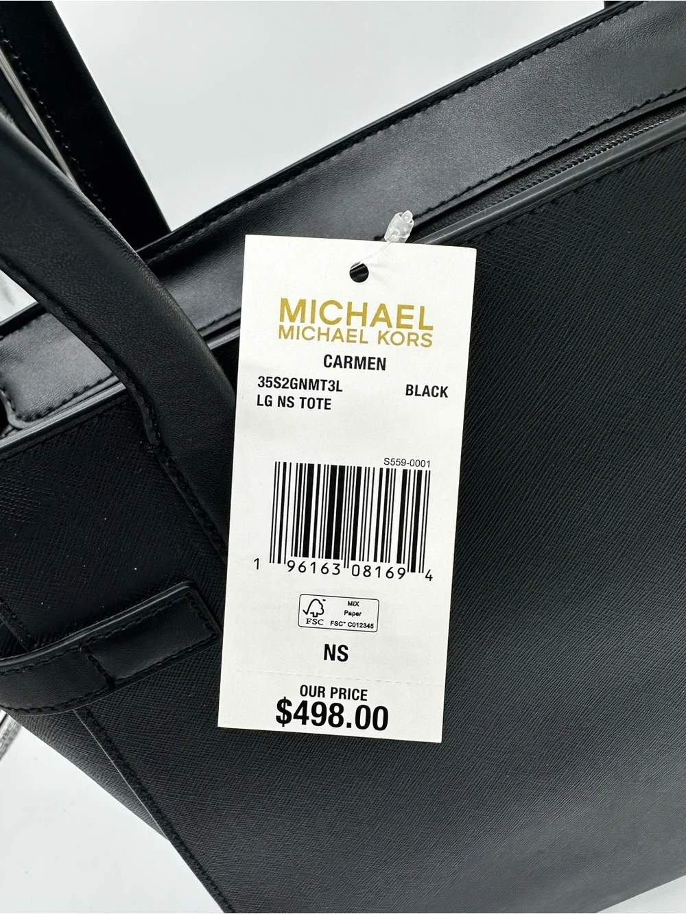 Michael Kors Black Saffiano Leather Tote with Gold MK Emblem